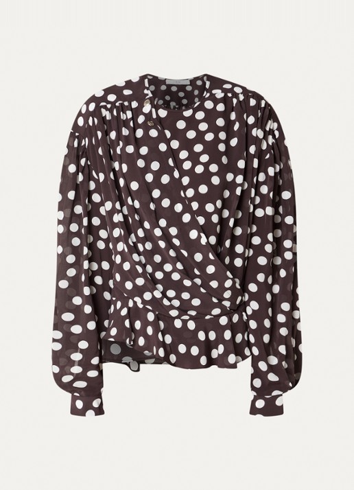 IRO Dotta tuniek met stippenprint - voorkant 3 donkerbruin