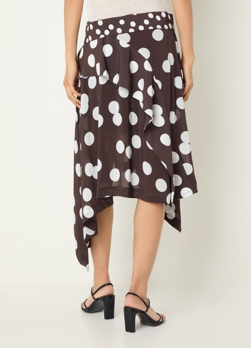 IRO Duline midi rok met stippenprint en asymmetrische zoom - achterkant 4 zwart