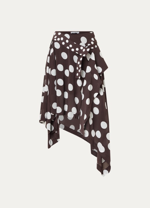 IRO Duline midi rok met stippenprint en asymmetrische zoom - voorkant 2 zwart