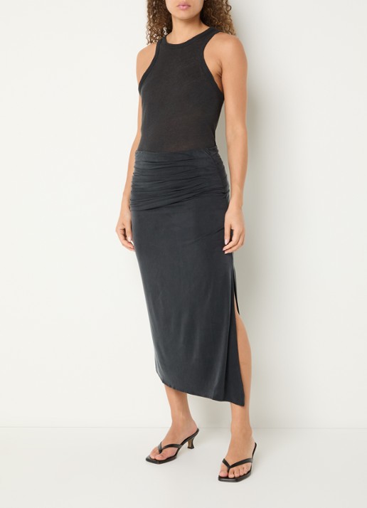 IRO Emeraude midi rok met split - voorkant 4 donkergrijs