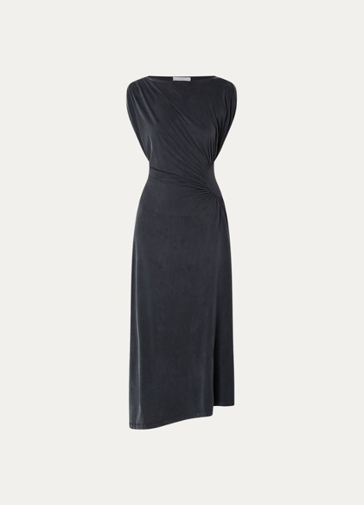 IRO Eoane midi jurk met asymmetrische zoom - voorkant 3 antraciet