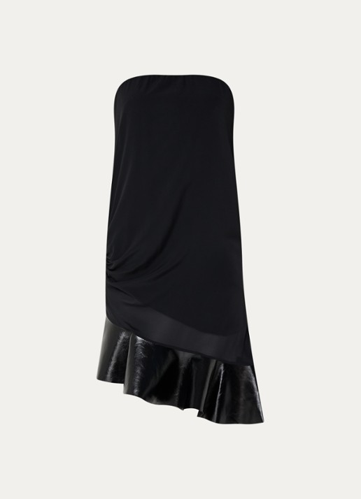 IRO Florence mini jurk in zijdeblend met asymmetrische zoom - voorkant 3 zwart