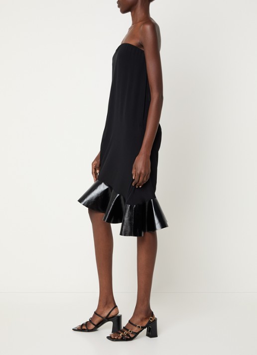 IRO Florence mini jurk in zijdeblend met asymmetrische zoom - voorkant 4 zwart