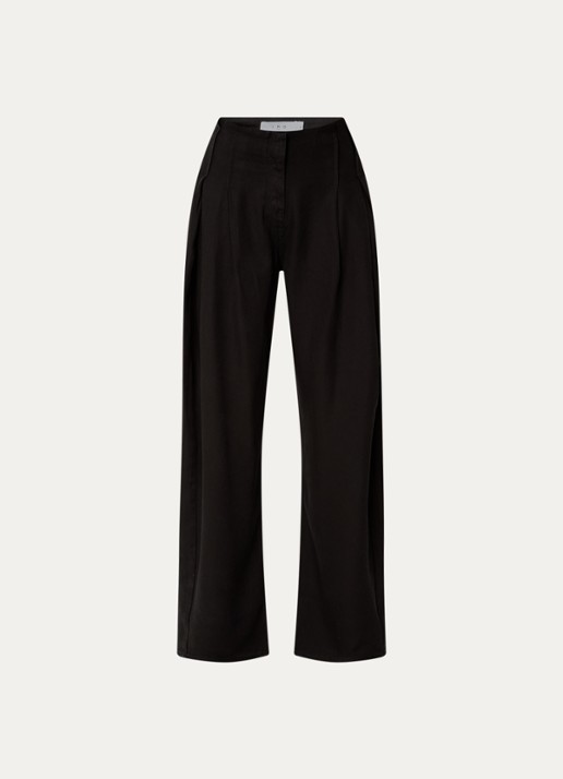 IRO Flowy high waist loose fit jeans met plooidetail - voorkant 2 zwart
