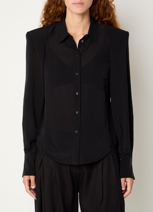 IRO Foxie semi-transparante blouse met borstzak - detail 3 zwart