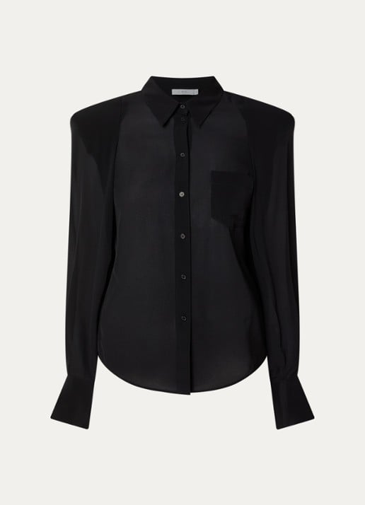 IRO Foxie semi-transparante blouse met borstzak - voorkant zwart