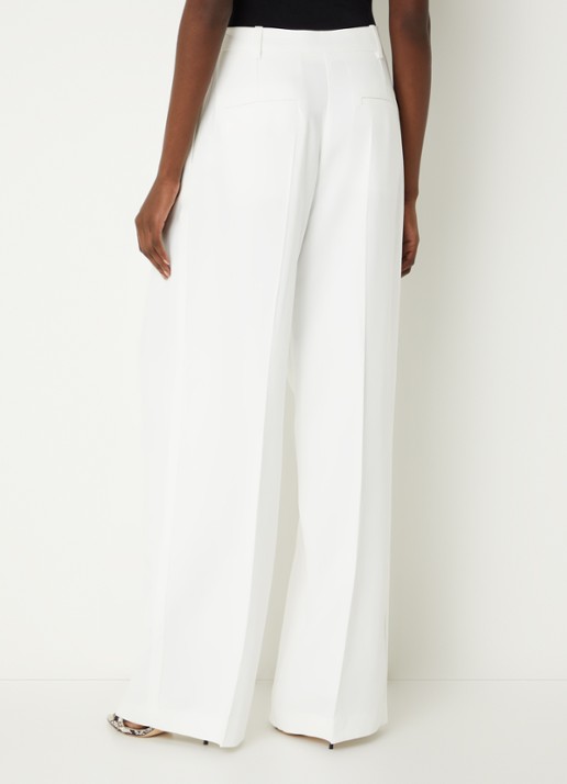 IRO Helis high waist wide leg pantalon met persplooi - achterkant 4 gebroken wit