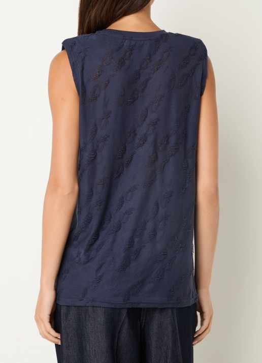 IRO Horphee top met schoudervulling - achterkant donkerblauw