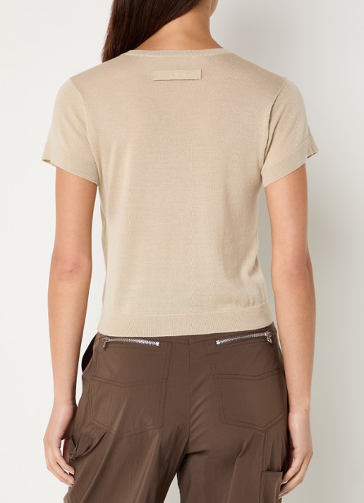 IRO Idille fijngebreide top in zijdeblend - achterkant beige