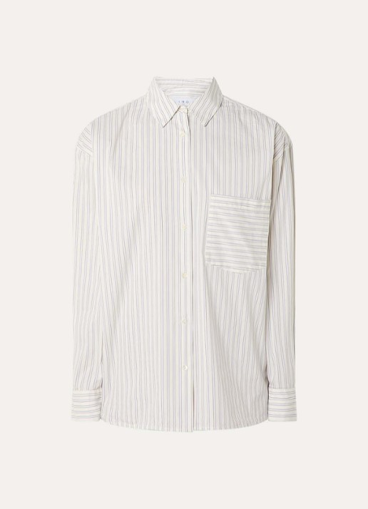 IRO Lasmy blouse met streepprint - voorkant vanillegeel