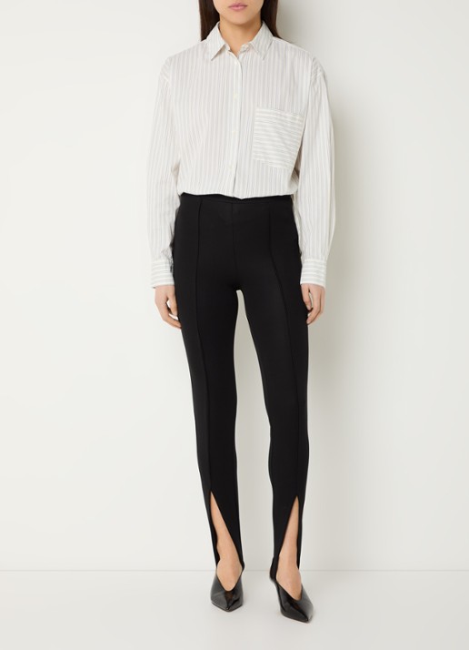 IRO Lasmy blouse met streepprint - voorkant 2 vanillegeel