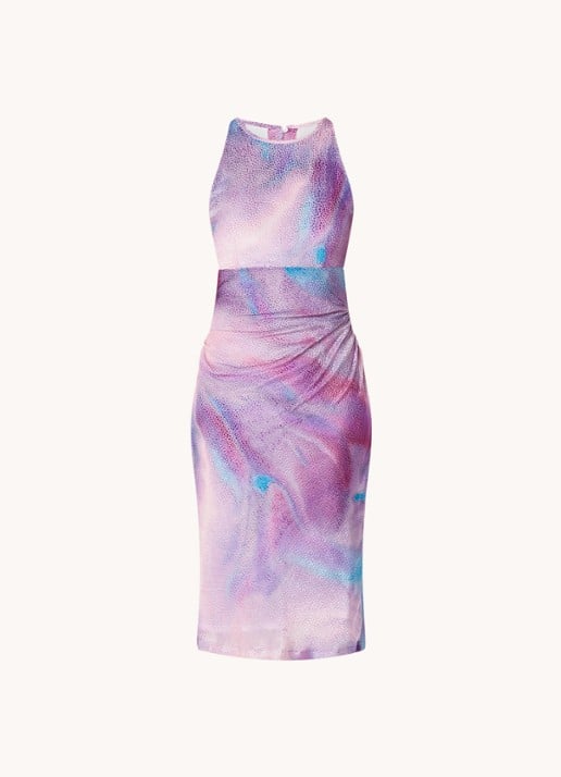 IRO Lidama midi jurk met jacquard dessin van fluweel  - voorkant paars