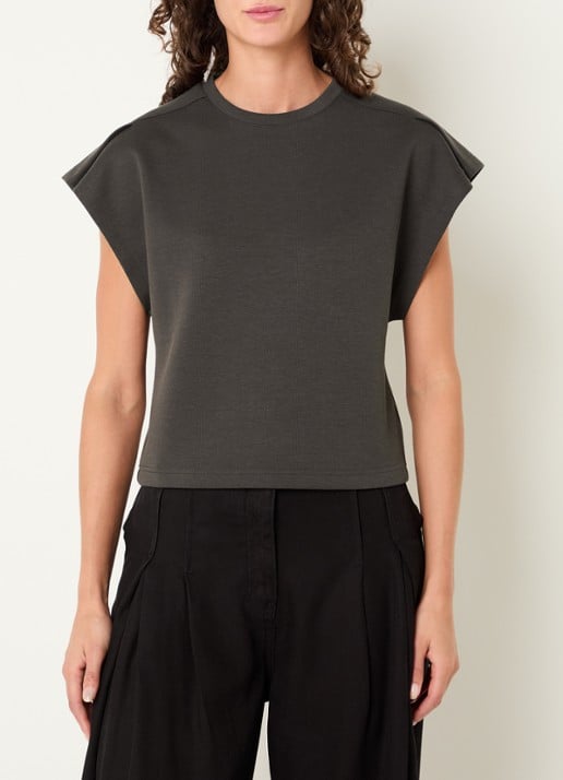 IRO Mahani T-shirt met plooidetail - detail taupe