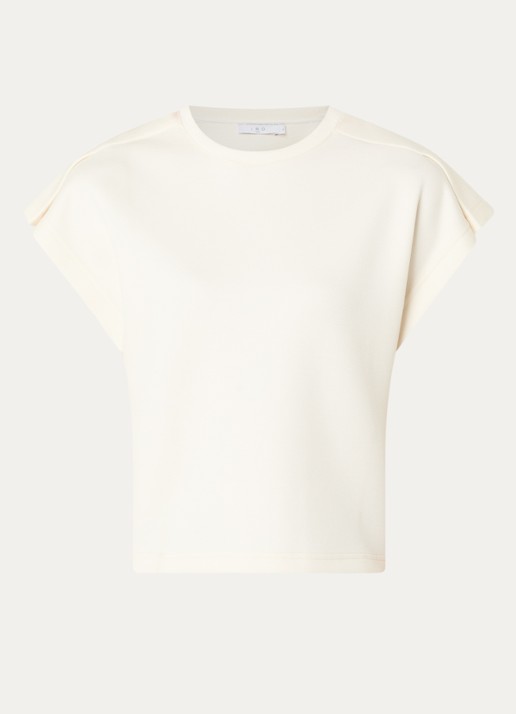 IRO Mahani T-shirt met plooidetail - voorkant 3 gebroken wit