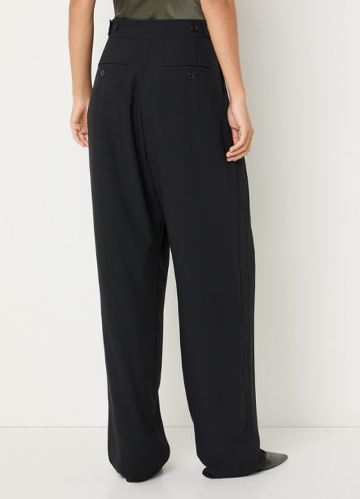 IRO Oakland high waist tapered fit pantalon met plooidetail - achterkant 4 zwart
