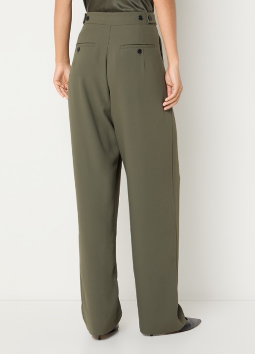 IRO Oakland high waist tapered fit pantalon met plooidetail - achterkant 2 bronsgroen