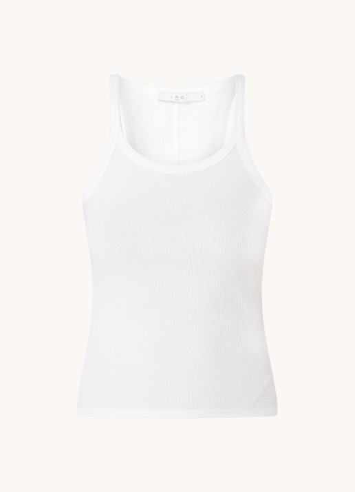 IRO Palisso tanktop met ribstructuur en ronde hals - voorkant 2 wit