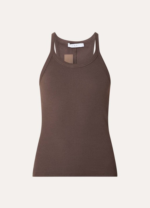 IRO Palisso top met ribstructuur - voorkant bruin
