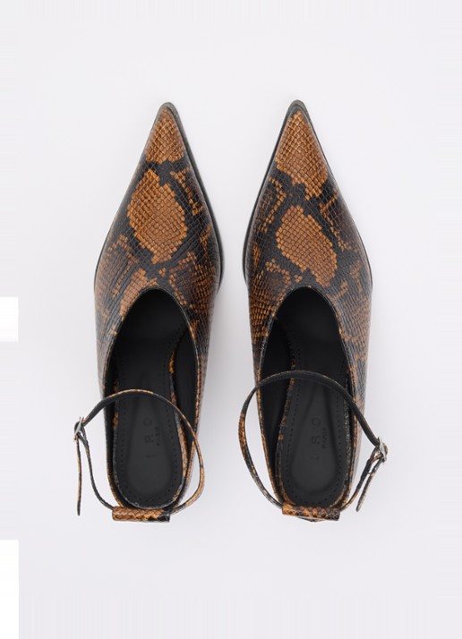 IRO Pump van leer met slangenprint  - detail 3 bruin