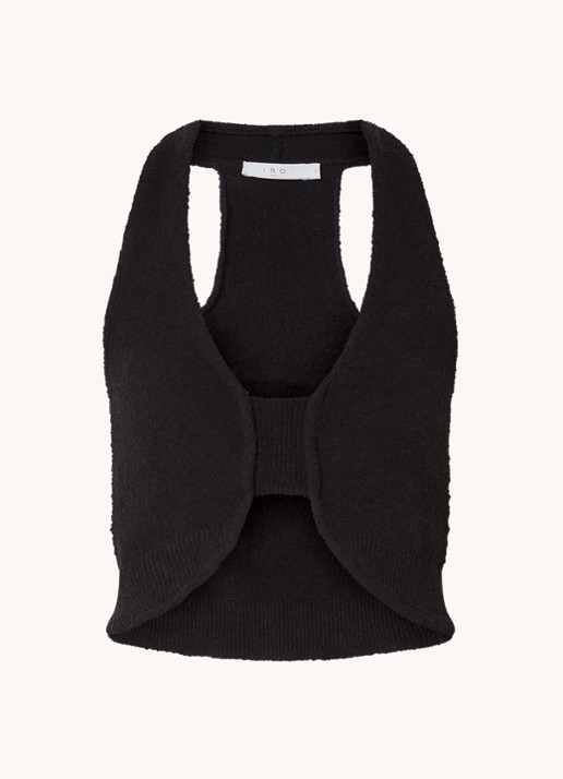 IRO Quawo fijngebreide crop top met structuur - voorkant 3 zwart
