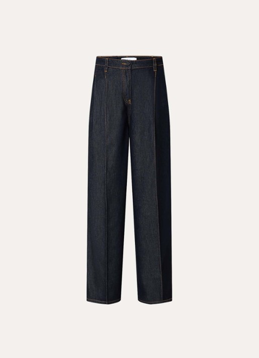 IRO Remy high waist wide leg jeans met donkere wassing - voorkant indigo