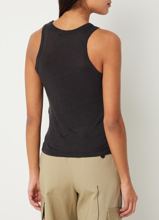 IRO Safrina semi-transparante tanktop van linnen - achterkant zwart