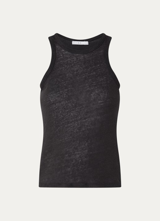 IRO Safrina semi-transparante tanktop van linnen - voorkant 3 zwart