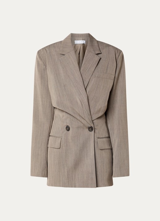 IRO Sunrise double-breasted blazer in wolblend - voorkant 3 lichtbruin