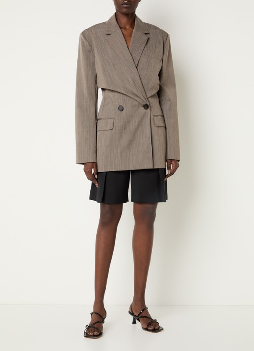 IRO Sunrise double-breasted blazer in wolblend - voorkant 4 lichtbruin
