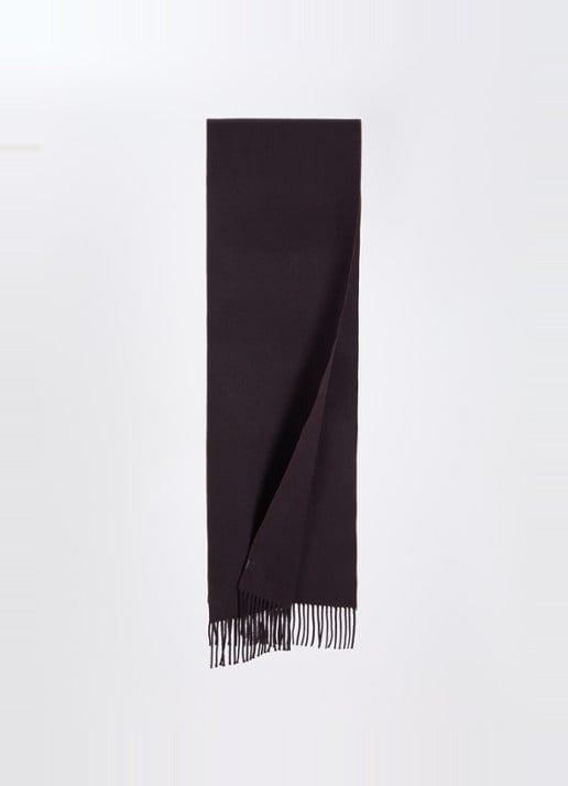 IRO Tender sjaal in wolblend met franjes 220 x 35 cm - detail aubergine