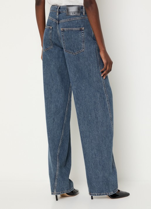 IRO Twist high waist wide fit jeans met medium wassing - achterkant indigo