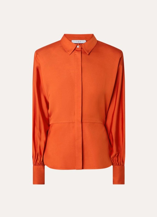 IRO Udonia blouse van satijn - voorkant 2 donkeroranje