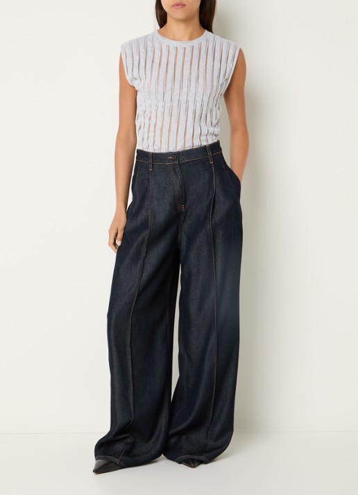 IRO Uzelie semi-transparante tanktop met ronde hals - voorkant 4 lichtgrijs