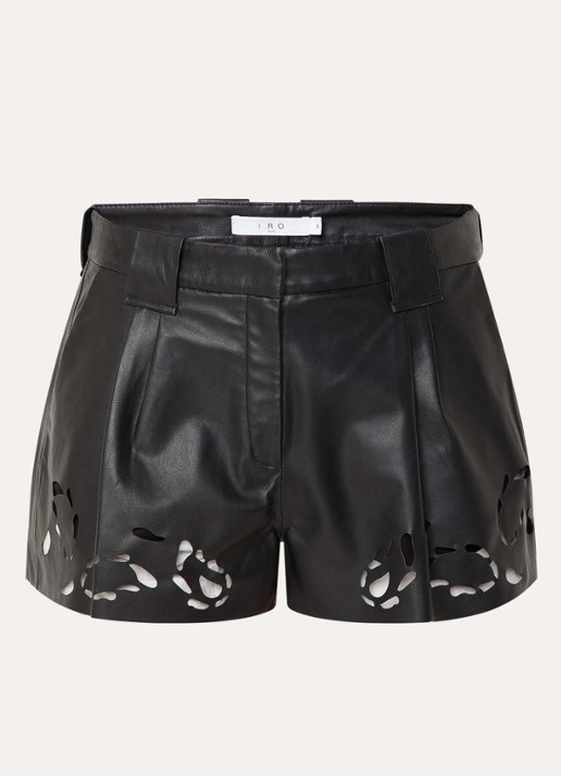 IRO Valvida high waist korte broek van lamsleer - voorkant 2 zwart