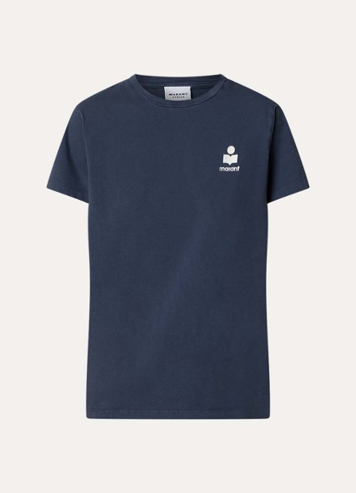 Isabel Marant Aby T-shirt met logoborduring - voorkant donkerblauw