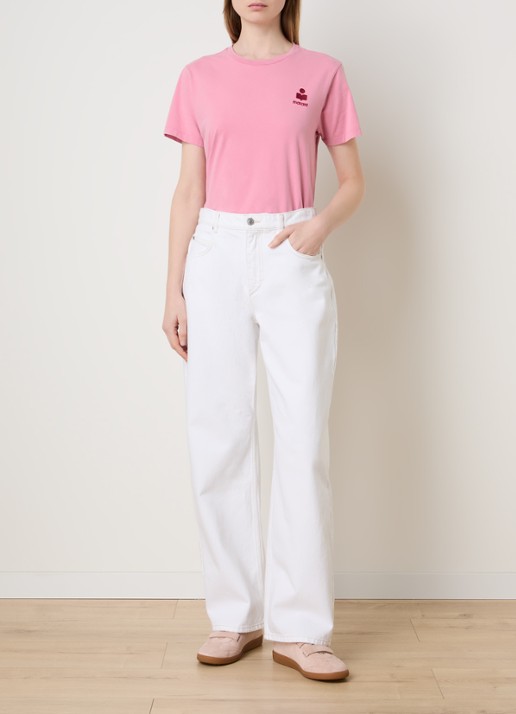 Isabel Marant Aby T-shirt met logoborduring - voorkant 4 roze