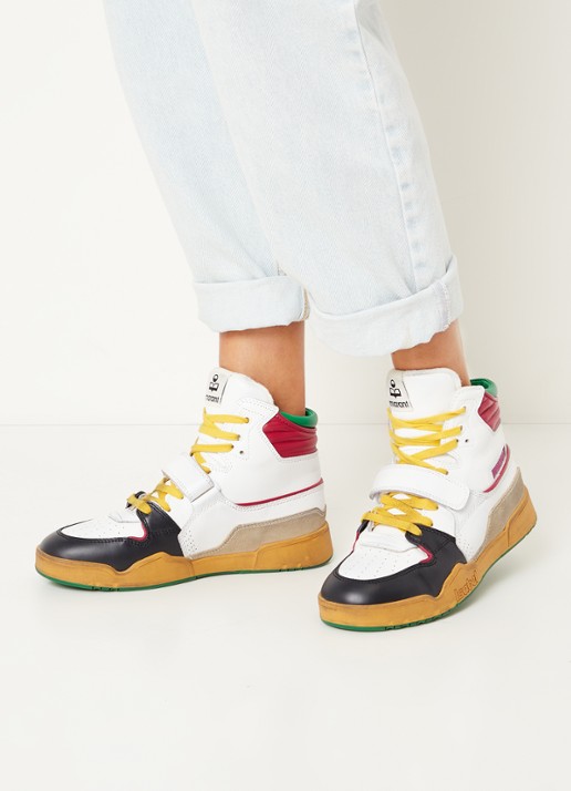 Isabel Marant Alsee sneaker van leer met suède details - voorkant 2 wit