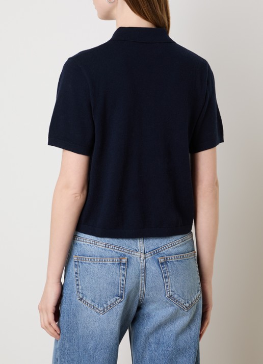 Isabel Marant Althea polo met logoborduring - achterkant 3 donkerblauw