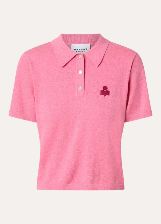 Isabel Marant Althea polo met logoborduring - voorkant roze