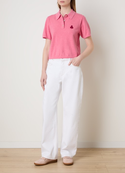 Isabel Marant Althea polo met logoborduring - voorkant 2 roze