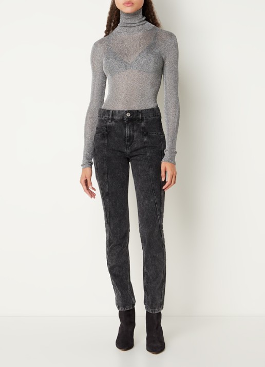 Isabel Marant Anabela semi-transparante fijngebreide top met lurex - voorkant 3 lichtgrijs