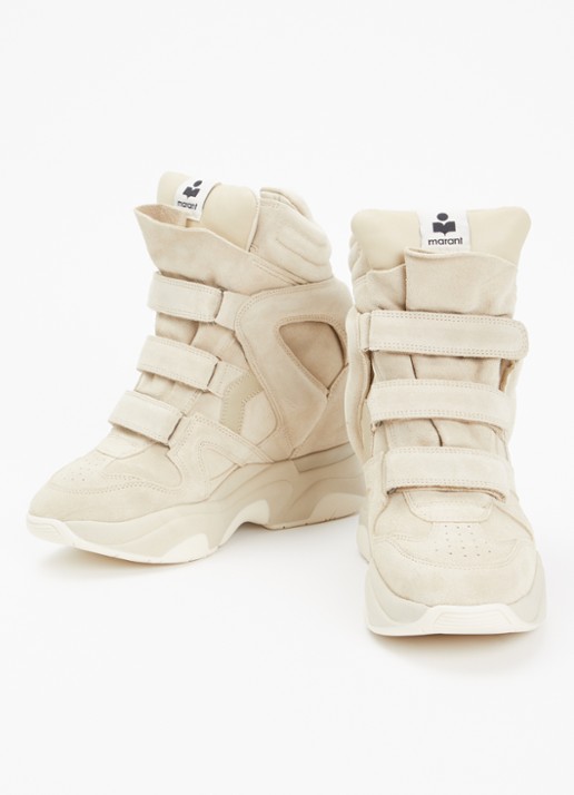 Isabel Marant Balskee sneakerwedge van suède - detail 3 beige