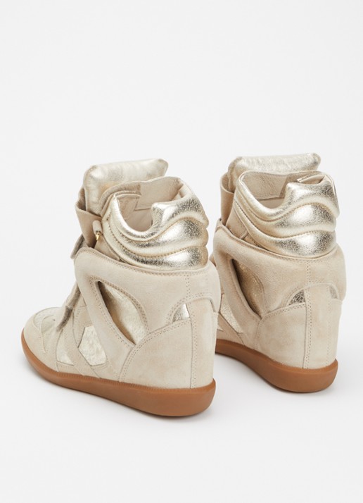 Isabel Marant Bekett Ring sneakerwedge van kalfssuède met details van leer - achterkant 5 beige