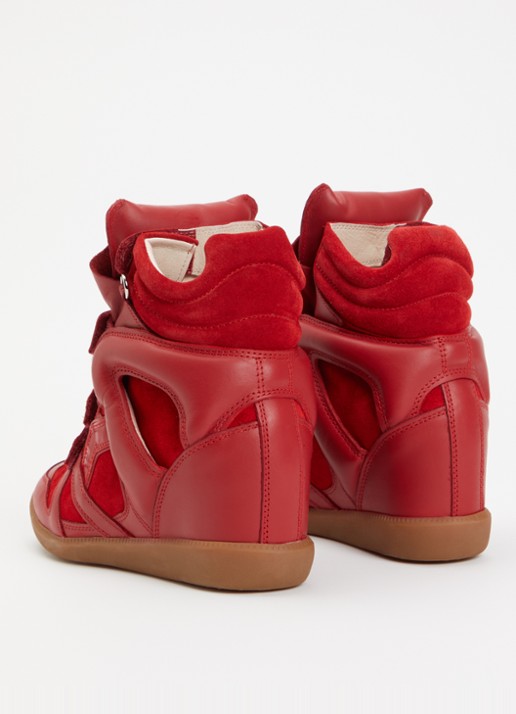 Isabel Marant Bekett Ring sneakerwedge van suède met details van leer - achterkant 4 rood