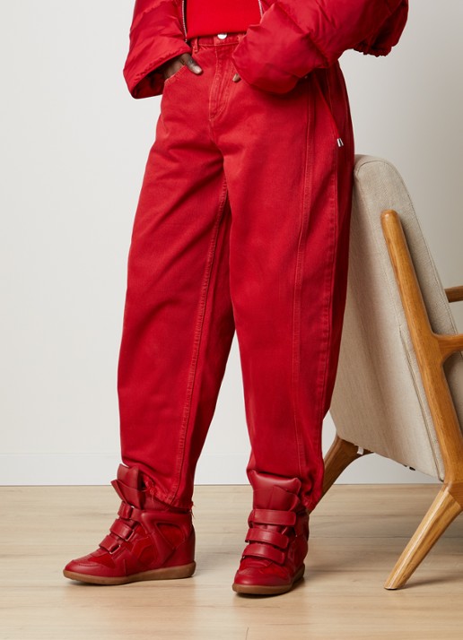 Isabel Marant Bekett Ring sneakerwedge van suède met details van leer - voorkant 6 rood