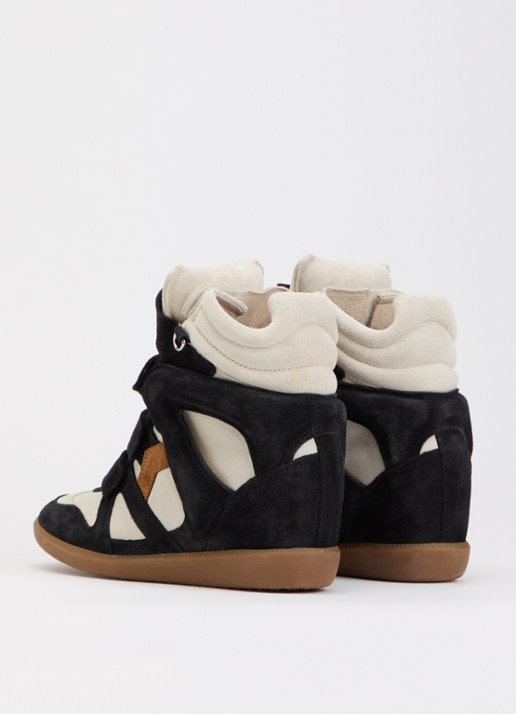 Isabel Marant Bekett Ring sneakerwedge van suède - achterkant zwart