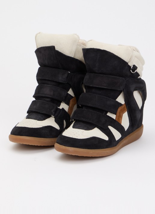 Isabel Marant Bekett Ring sneakerwedge van suède - detail 2 zwart