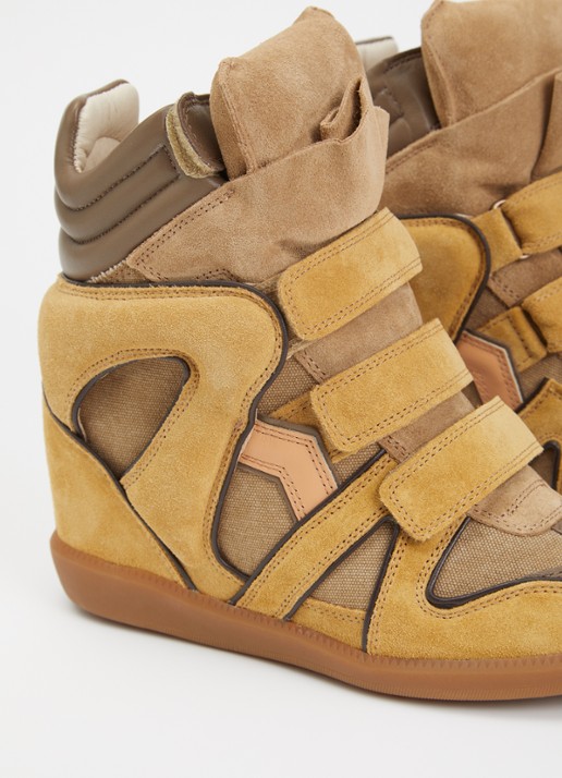 Isabel Marant Bekett sneakerwedge van kalfssuède - detail 3 khaki