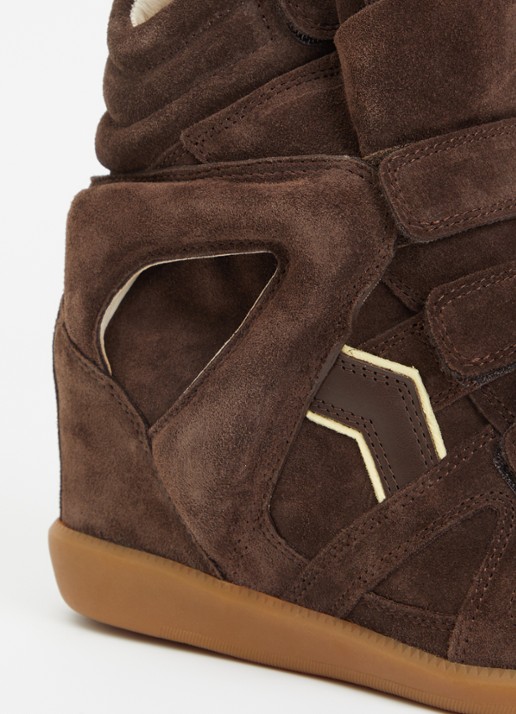 Isabel Marant Bekett sneakerwedge van suède - detail 3 chocoladebruin