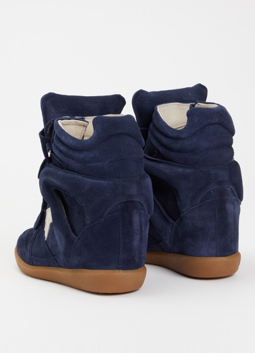 Isabel Marant Bekett sneakerwedge van suède - achterkant donkerblauw